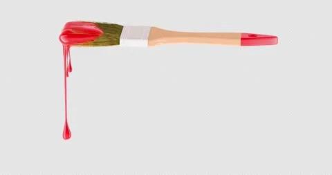 Paint brush with dripping red paint, rotation animation seamlessly loopable.. Stock Footage 333148764