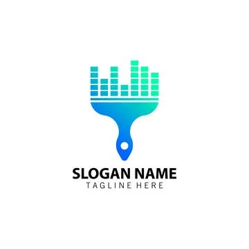 Paint brush equalizer logo design vector Stock Illustration