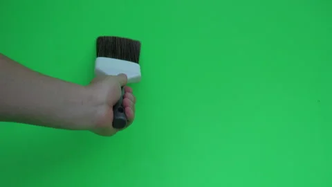 Paint Brush on Green Screen Chroma Key Pt1 of 3 Stock Footage 241125734