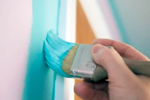 Paint Brush In Hand 스톡 사진