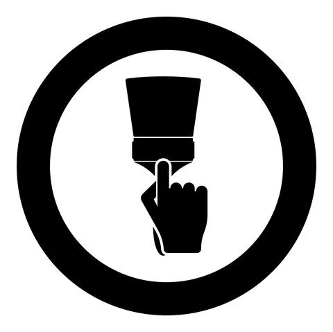 Paint brush in hand use tool arm icon in circle round black color vector illu Stock Illustration