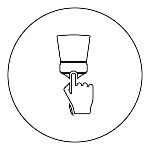 Paint brush in hand use tool arm icon in circle round black color vector illu Stock Illustration