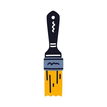 Paint Brush with Handle as Construction Tool Vector Illustration Illustration