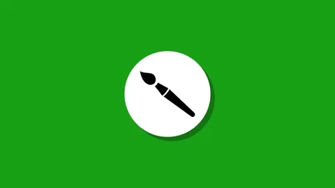 Paint brush icon animation on green background with white circle element fo.. Stock Footage 327762801