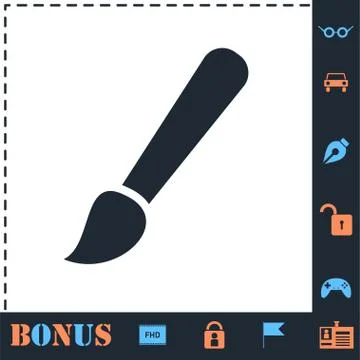 Paint brush icon flat Stock Illustration