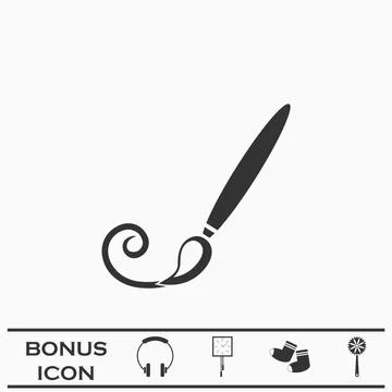 Paint brush icon flat Stock Illustration