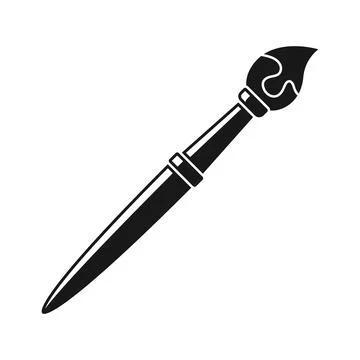 Paint brush icon in flat silhouette style. Paintbrush vector illustration o.. Stock Illustration