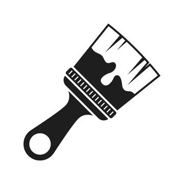 Paint brush icon in flat silhouette style. Paintbrush vector illustration o.. Stock Illustration