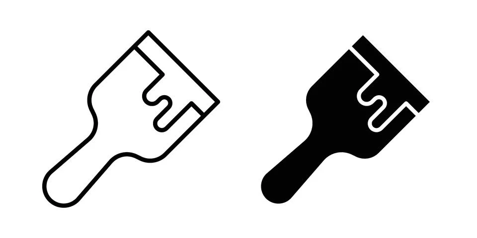 Paint brush icon. Outline, flat icons Stock Illustration