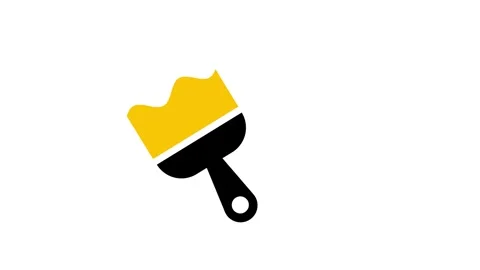 Paint brush icon pointing drawing animation isolated on white background Stock Footage 337839148