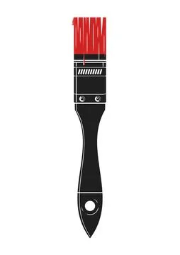 Paint brush icon in red paint icon Stock Illustration
