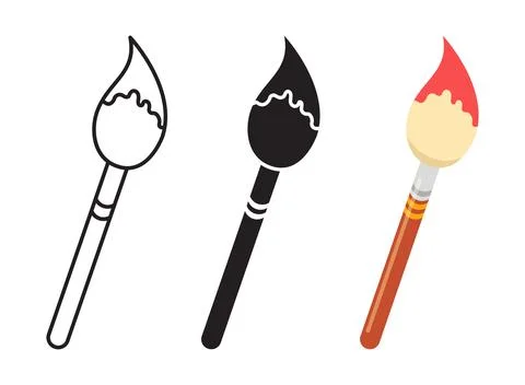 Paint brush icon set collection in flat style. Paintbrush vector illustrati.. Stock Illustration