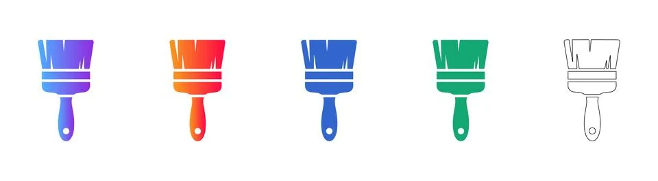 Paint Brush Icon Set for Creative Tools Stock Illustration