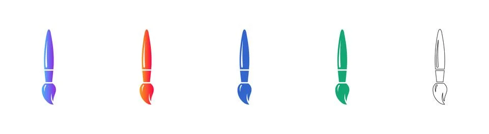 Paint Brush Icon Set for Creative Tools Stock Illustration