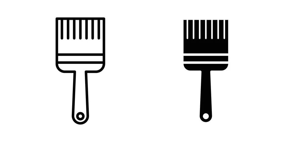 Paint brush icon thin line and clipart style vector set Illustration