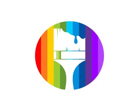 Paint brush inside the circle spectrum logo Stock Illustration