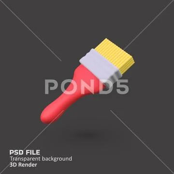 Paint Brush isolated 3d render icon illustration PSD Template
