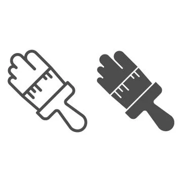 Paint brush line and solid icon, house repair concept, brush sign on white Illustration