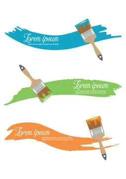 Paint brush with paint color in flat style Stock Illustration