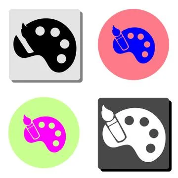 Paint brush with palette. flat vector icon Stock Illustration