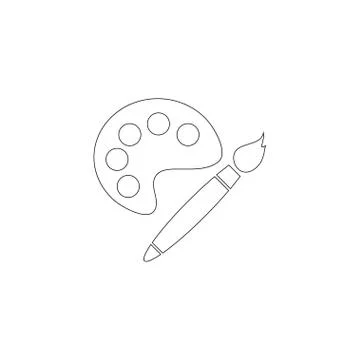 Paint brush with palette. flat vector icon Stock Illustration