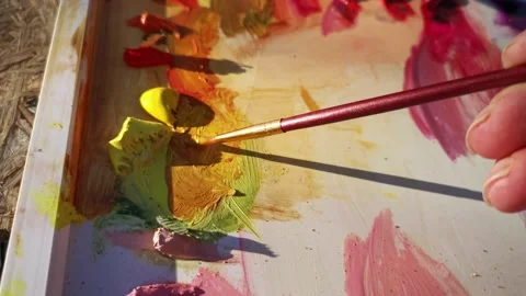 Paint brush palette. Stock Footage 161744869