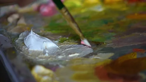 Paint brush palette. Stock Footage 165025951