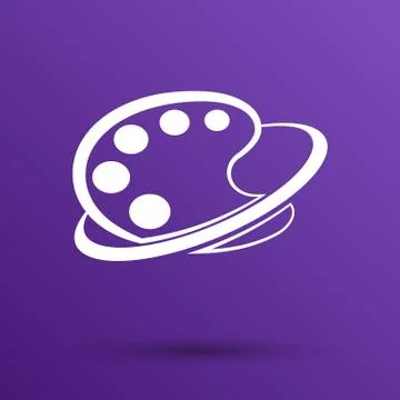 Paint brush with palette icon. Flat design style Stock Illustration