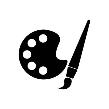 Paint brush with palette icon vector Stock Illustration
