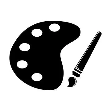 Paint Brush with Palette Icon Vector in Flat Style for Web and Mobile App Stock Illustration