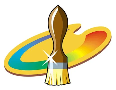 Paint brush with palette Stock Illustration