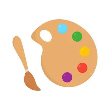 Paint brush with palette. Stock Illustration