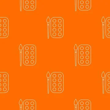 Paint brush palette pattern orange 스톡 일러스트