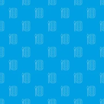 Paint brush palette pattern vector seamless blue Stockillustratie