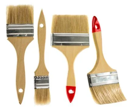 Paint brush set isolated over white background Stock Photos