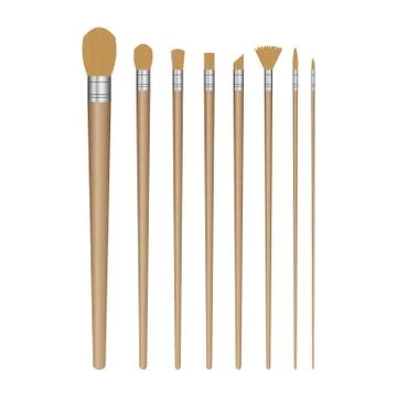Paint brush set vector illustration isolated on white background Stock Illustration