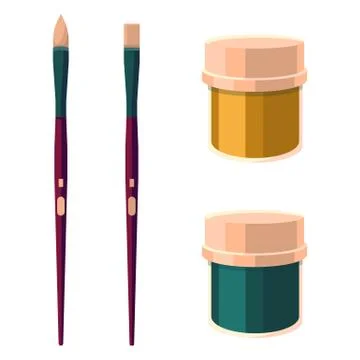 Paint brush set on white isolated backdrop. Stock Illustration