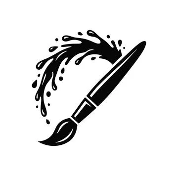 Paint brush with splash vector icon silhouette artist tool painting Illustrazione stock