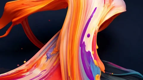 Paint brush stroke arcs in warm light with micro splashe Video stock 317167406