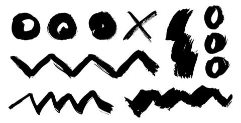 Paint brush stroke, ink splatter and design elements Stock Illustration