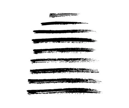 Paint brush stroke set, black grunge line of watercolor. Collection of Stock Illustration