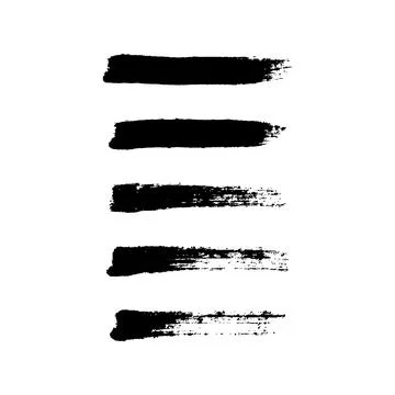 Paint brush stroke set, black grunge line of watercolor. Dirty uneven hand drawn Stock Illustration