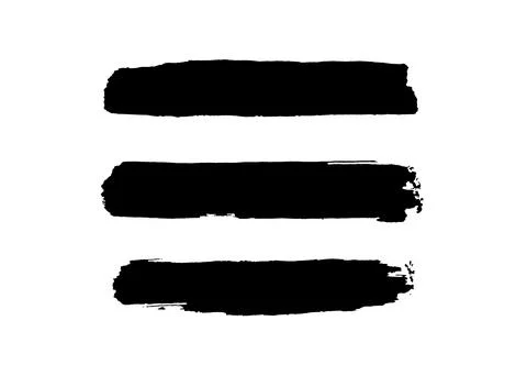 Paint brush stroke set, black grunge line of watercolor. Dirty uneven hand drawn Stock Illustration