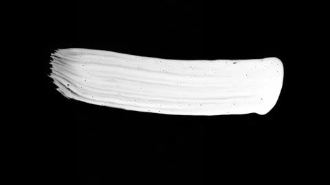 Paint Brush Stroke White Leaking and Dripping isolated on Black Background Stock Footage 222119911