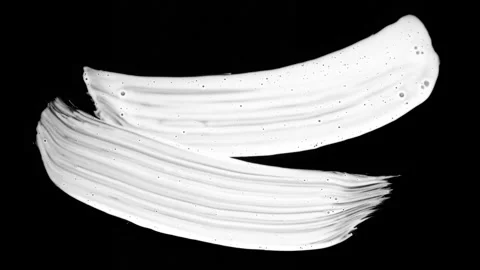 Paint Brush Stroke White Leaking and Dripping isolated on Black Background Stock Footage 222121197