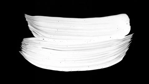 Paint Brush Stroke White Leaking and Dripping isolated on Black Background Stock Footage 222121256