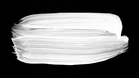 Paint Brush Stroke White Leaking and Dripping isolated on Black Background Stock Footage 222122700