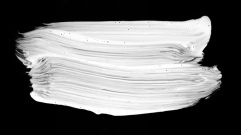 Paint Brush Stroke White Leaking and Dripping isolated on Black Background Stock Footage 222122768
