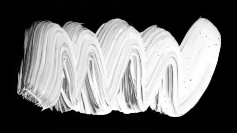 Paint Brush Stroke White Leaking and Dripping isolated on Black Background Stock Footage 222123783