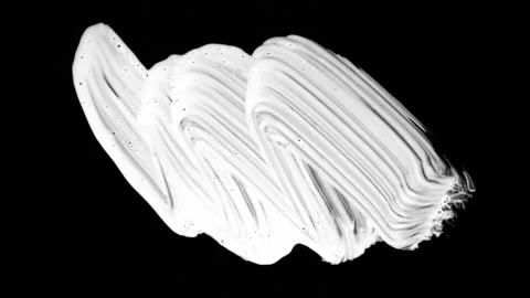 Paint Brush Stroke White Leaking and Dripping isolated on Black Background Stock Footage 222124136